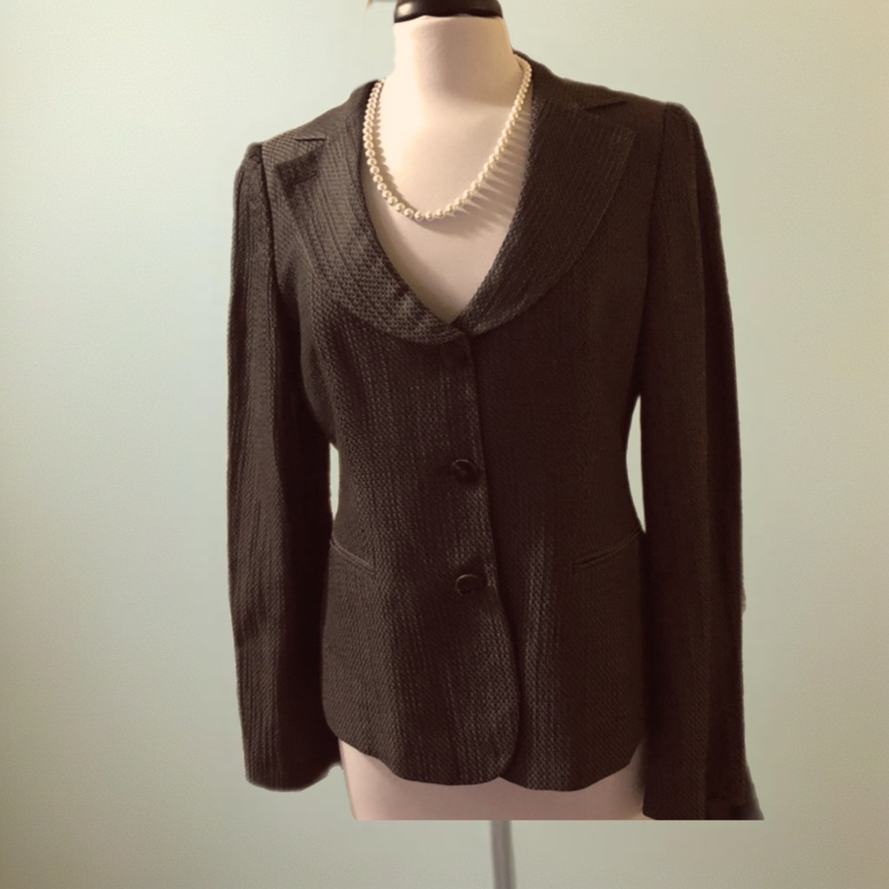 Armani Collezioni Dark Charcoal Textured Blazer - Picture 10 of 12